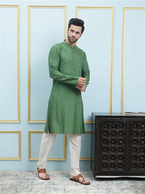 Classic Green Solid Pure Cotton Straight Kurta: Timeless Style – See ...