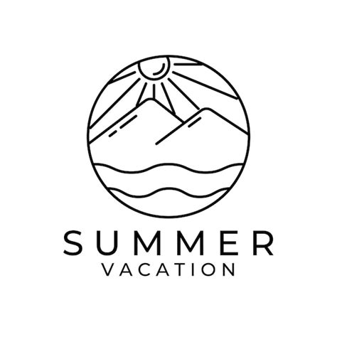 Sommerferien-Logo-Linie Kunst-Vektor-Design | Premium Vektor