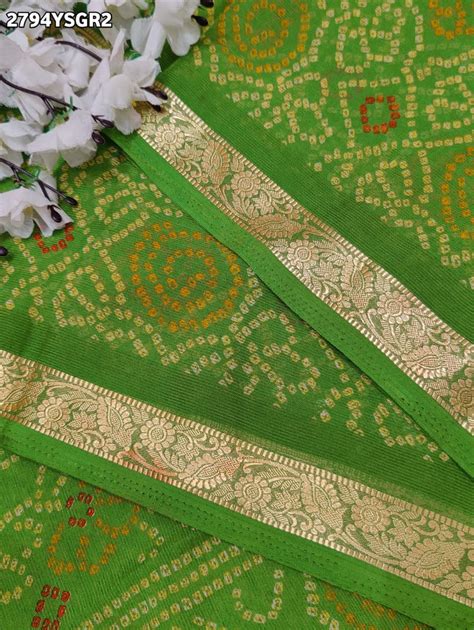 KcPc New Elegant Chiffon Bandhani Saree with Thread Border MANI – KcPc ...