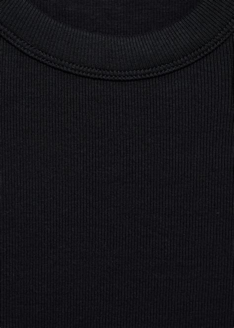 Katoenen geribbelde top - Dames | MANGO Nederland