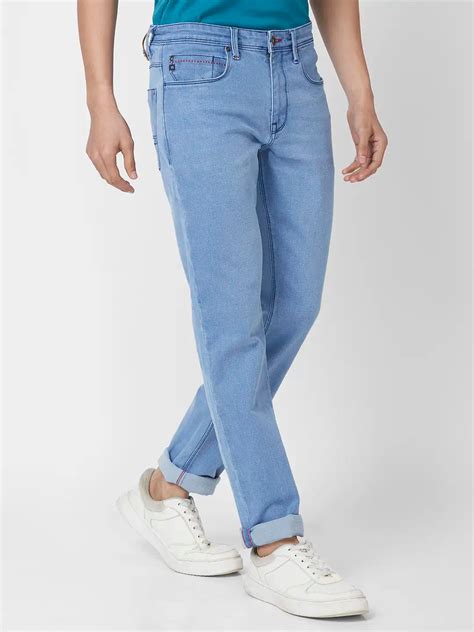 Raymond Men Blue Solid Slim Fit Cotton Blend Jeans – MyRaymond