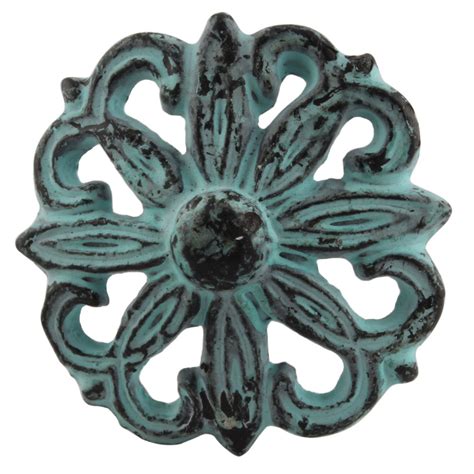 Antique Sage Green Floral Iron Cabinet Knobs