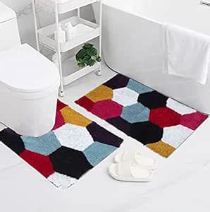 Buy AAZEEM 2 Piece Bath Rug Sets 20 x 46 cm U Shape Contour Rug & 46 x ...