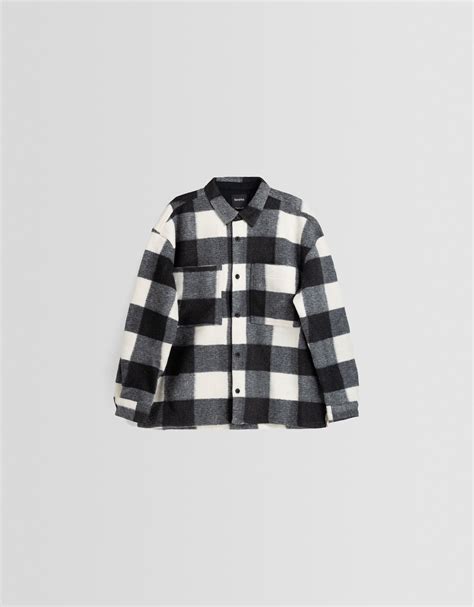 Long sleeve checked overshirt - Men | Bershka