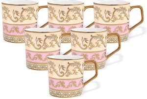 Femora Pack of 6 Bone China Indian Ceramic Fine Bone China Pink Floral ...