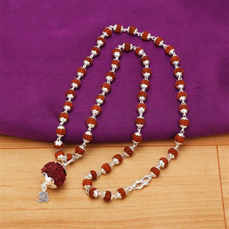 Unique Jubilant Silver Rudraksha Mala with OM Pendant – Njels
