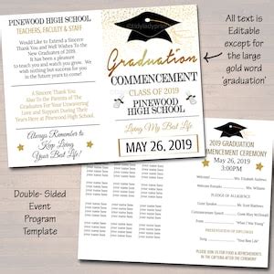 Buy Graduation Ceremony Program Template, High School Graduation ...