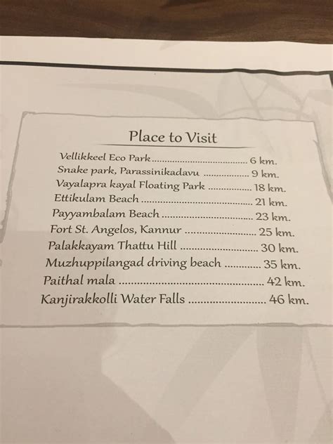 Menu at Bamboo Fresh Food Village, Taliparamba