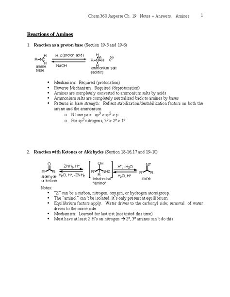 Ch 19 problem answers (all) - Reactions of Amines 1. Reaction as a ...