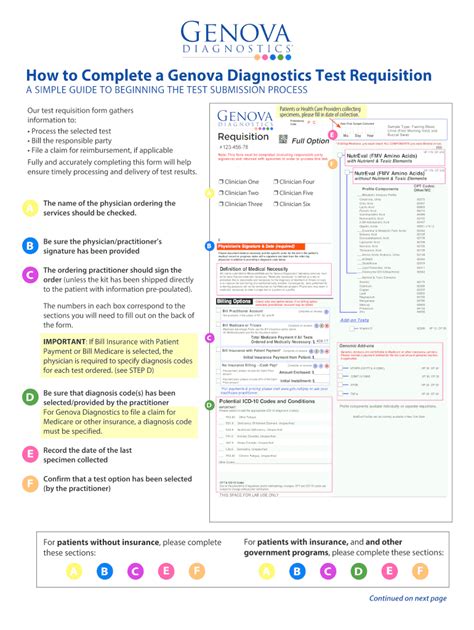 Genova Diagnostics Test Requisition Form - Blank Fillable Template ...