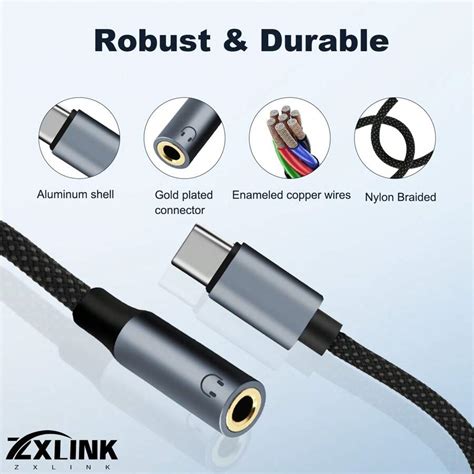 Adaptateur convertisseur USB-C vers prise jack femelle 3,5 mm, câble ...