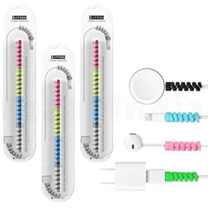 J'TTON 12 Pcs Spiral Sleeves for Charger Cable Protector Data Cable ...