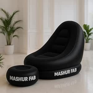 MASHUR FAB Inflatable Leisure Sofa Chair with Footstool 2-in-1 Portable ...