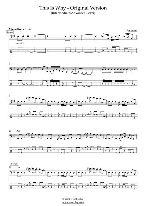 This Is Why - Versione originale (Livello intermedio/avanzato) (Paramore ) - Tablature per Basso