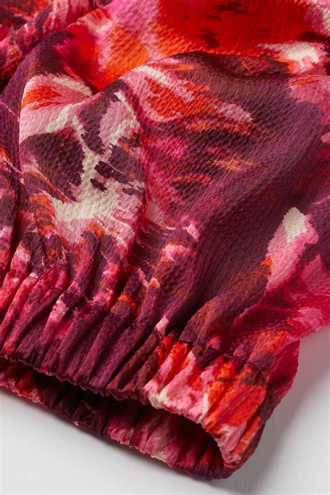 Sweetheart-neckline top - Plum purple/Floral - Ladies | H&M IN