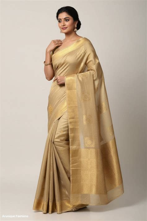 Pale Gold Shimmer Waterproof Semi-Silk | Arunique Fashions