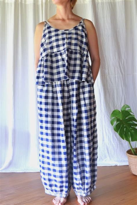 natural linen gingham check camisole | TEPA
