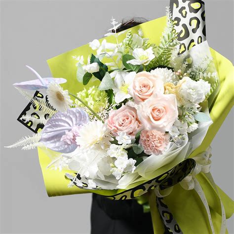 Cheetah Print Double Sided yellow & Black Printed Flower Wrapping Films ...