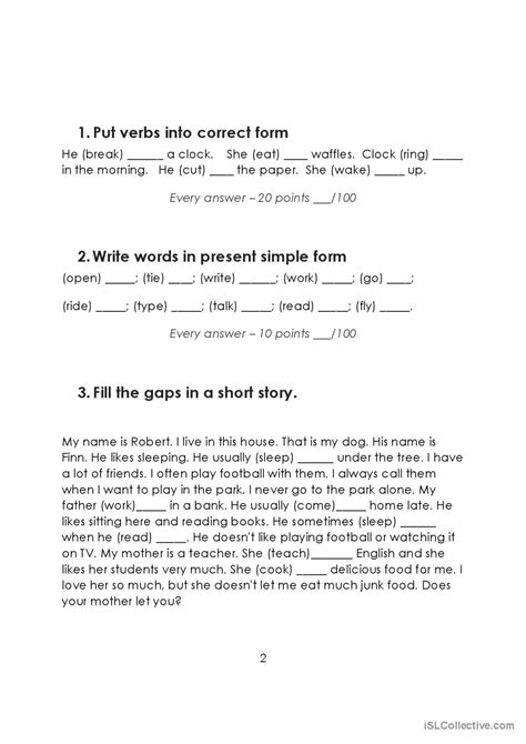 Image result for Present Simple Sheets