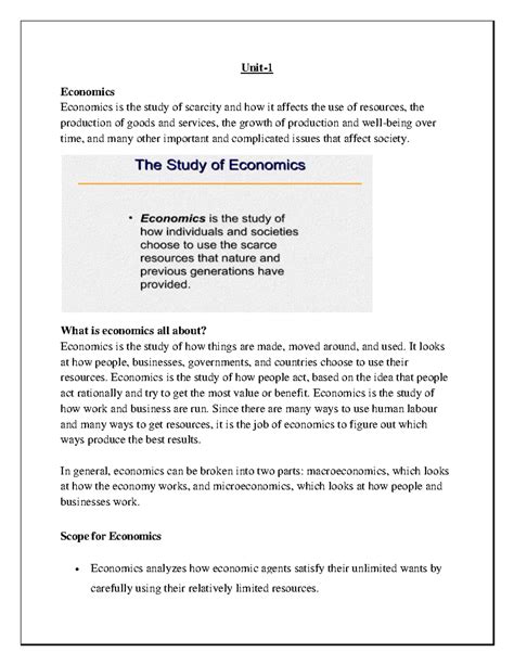 Unit 1: Introduction to Economics - B.A LLB - Studocu
