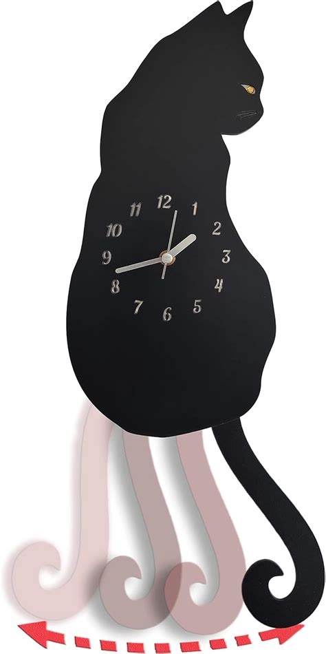 Black Cat Pendulum Wall Clock, Cat Clock, Cat Clock | Ubuy India