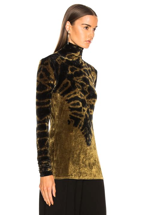 Proenza Schouler Tie Dye Velvet Turtleneck in Black & Dark Fatigue | FWRD