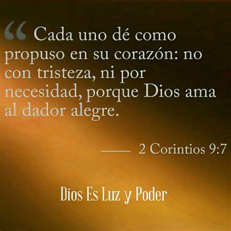 2 Corintios 9:7 - Palabra de Dios Biblia