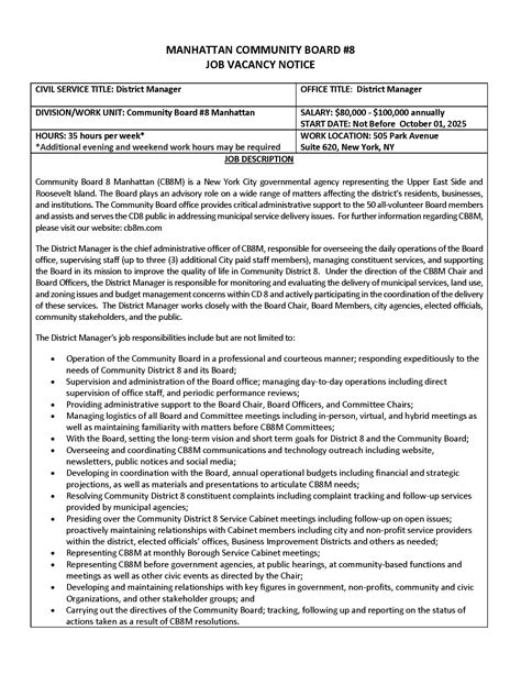 CB8 is Hiring a New District Manager - New York, Manhattan, and Roosevelt Island | Manhattan ...