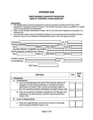 Fillable Online State Materials Office - QC Plan Checklist B06 - FDOT ...