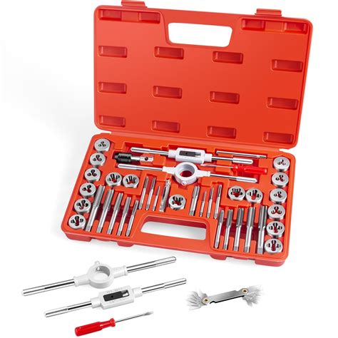 EFFICERE 40-Piece Premium Tap and Die Set, SAE Unified Screw Thread, Size #4 to 1/2” | Include ...