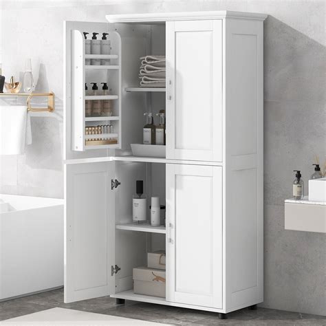 Winston Porter Bathroom Floor Storage Cabinet, Freestanding Cabinet ...
