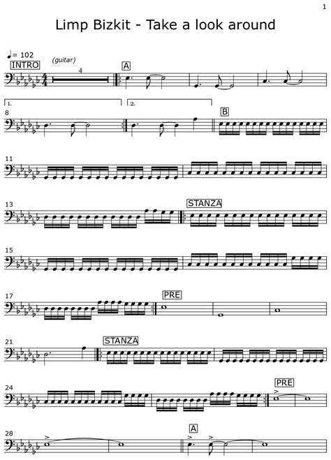 Limp Bizkit - Take a look around - Sheet music for Electric Bass