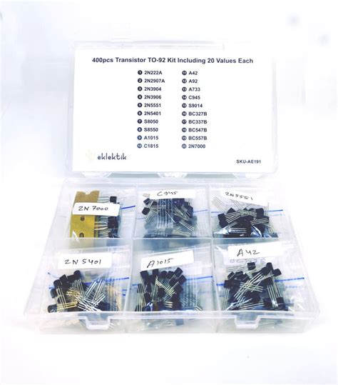 Eklektik 400pcs Transistor TO-92 Kit Including 20 Values (2N2222A ...