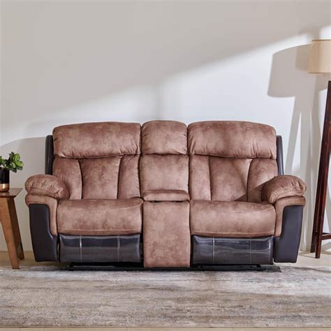 Buy Aries Faux Leather 2-Seater Rocking Recliner - Brown from Home ...