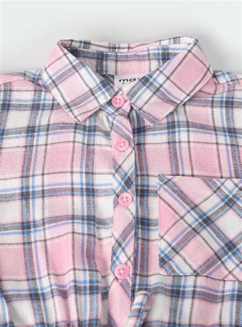 Girls Checked Shirt Dress | Pink | Checked