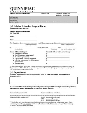 Fillable Online faculty quinnipiac J-1 Scholar Program Extension ...