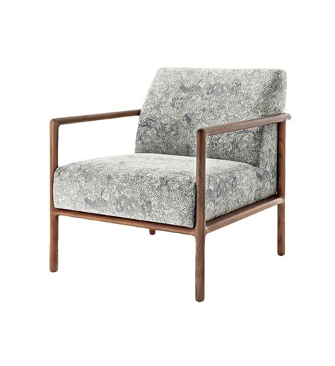 hc28家具 现代简约黑胡桃奢华单人休闲椅北欧新中式实木布艺沙发-美间设计
