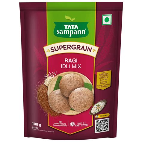 Tata Sampann Supergrain Ragi Idli Mix, Instant Ready to Cook Mix, 180g ...