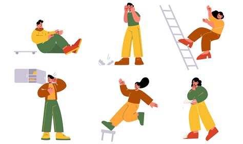 Clumsy people fall from ladder, stool, fail 13515297 Vector Art at Vecteezy