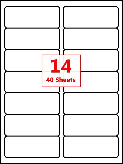 500 A4 Sheets of 14 Labels Per Sheet Size 99.1x38.1mm Works with MS ...