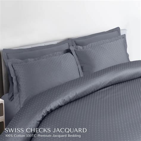 Malako Swiss Checks 550TC Cotton Quilted Comforter Set – Grey | 6-Piece ...