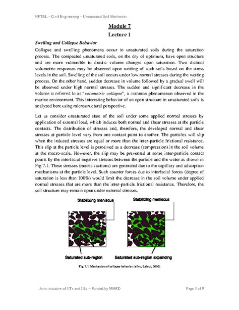 Module 7: Swelling and Collapse Behavior in Unsaturated Soils - Studocu
