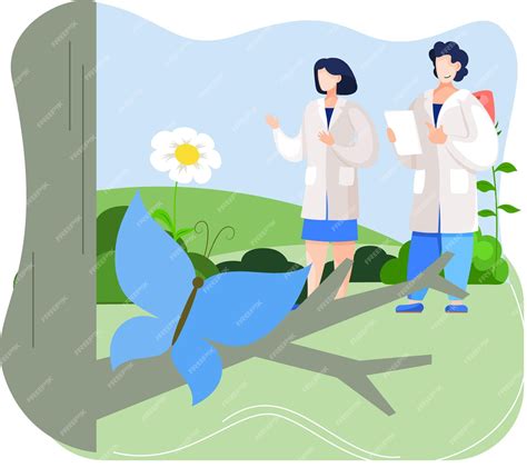 Premium Vector | Observation of insects in wild ecologists scientists ...