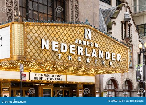 View Of The Nederlander Theatre Building With The Upcoming Wicked ...