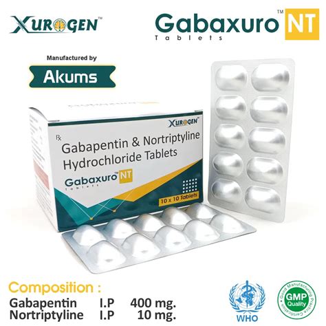 Gabapentin (400mg) + Nortriptyline Hydrochloride (10mg) – Gabaxuro NT ...