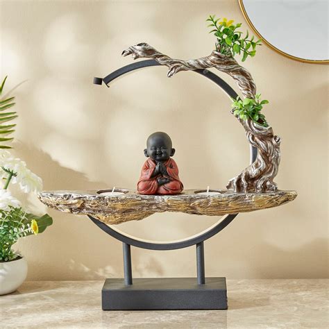 Buy Corsica Polyresin Little Buddha Figurine with LED Arc and T-light ...