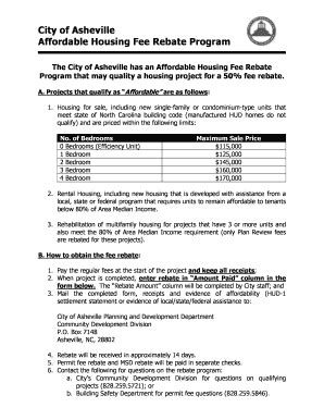 Affordable Housing Fee Rebate Form - City Of Asheville - Ashevillenc ...