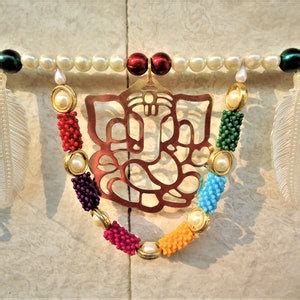 Buy Multi Color Beads Golden Ganesha Toran, Home Decor Diwali Door ...