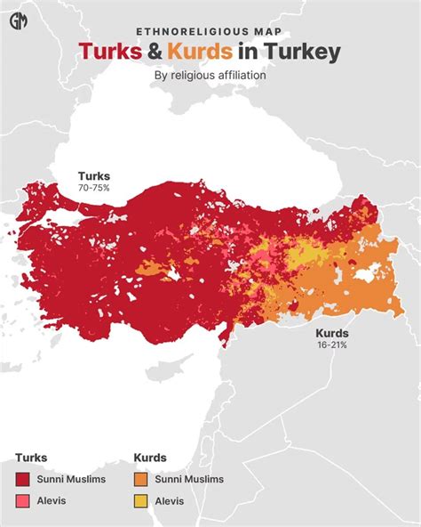 Turks and Kurds in Turkey based on their religion... - Maps on the Web