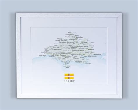 Buy Dorset County Map // Framed Map of Dorset // Minimal Typographic ...